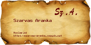 Szarvas Aranka névjegykártya